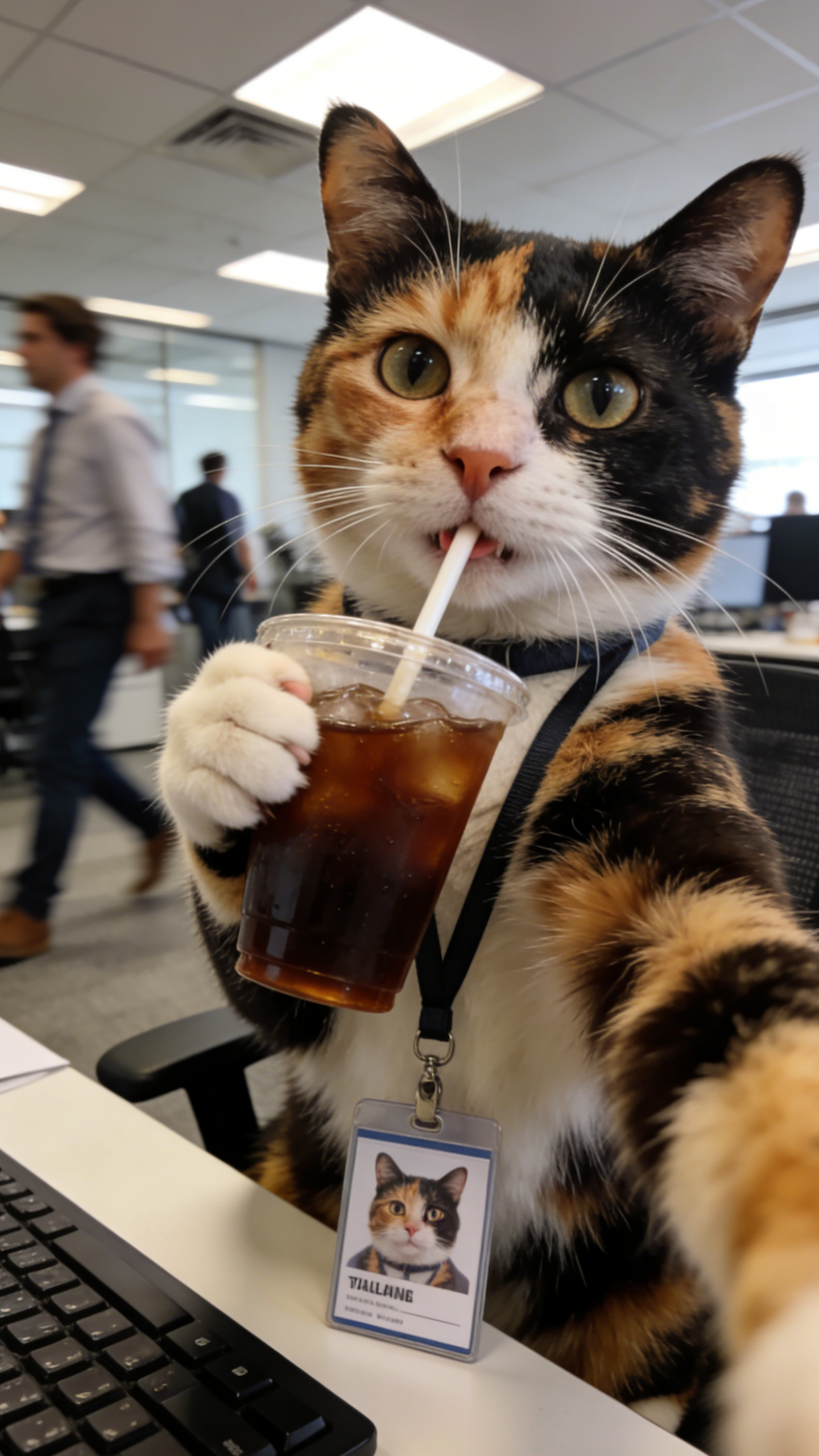 Hyper-Realistic Cat Office Selfie | 8K Feline Professional Look ✨