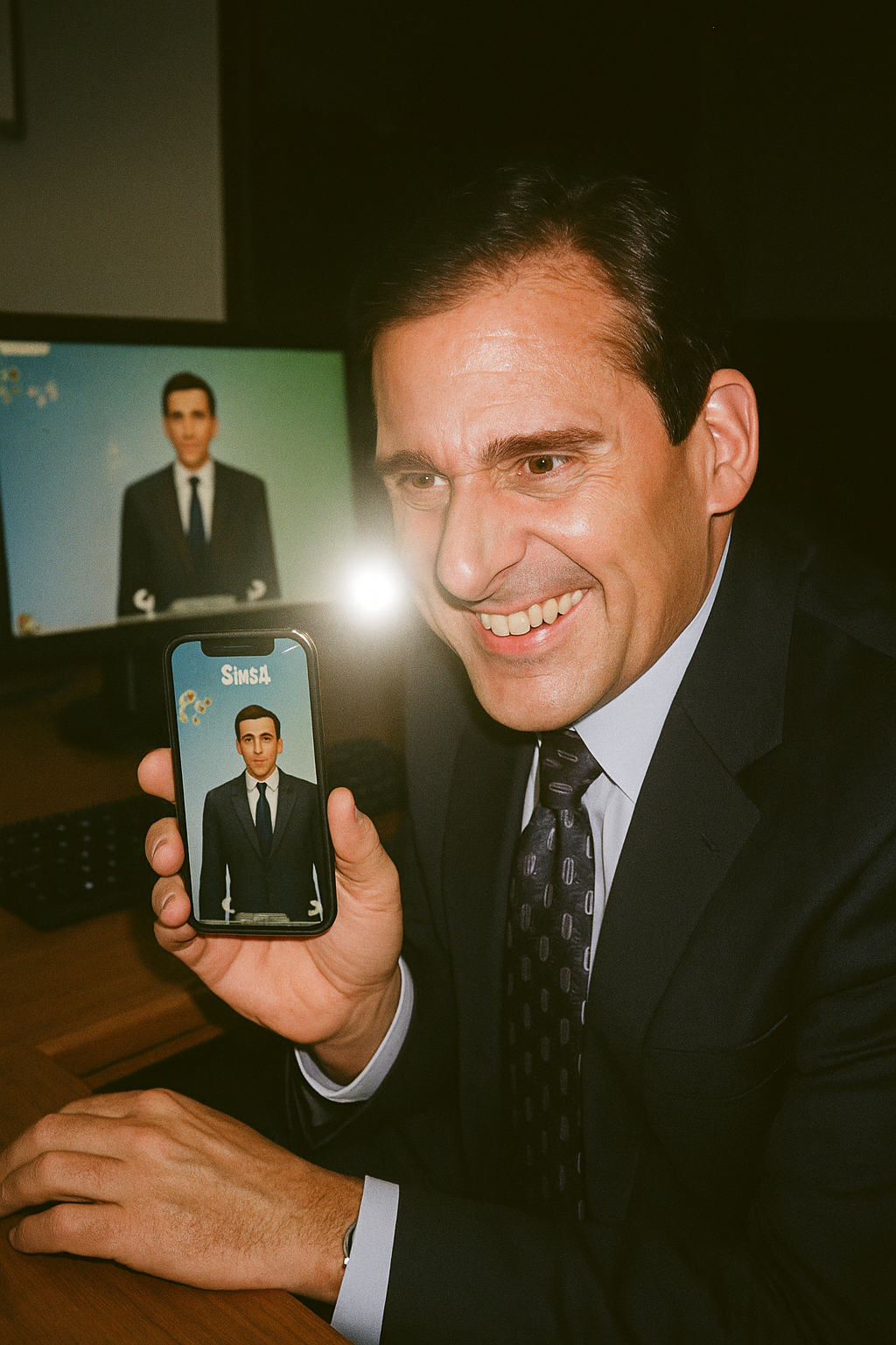 michael scott playing sims 4 in the office