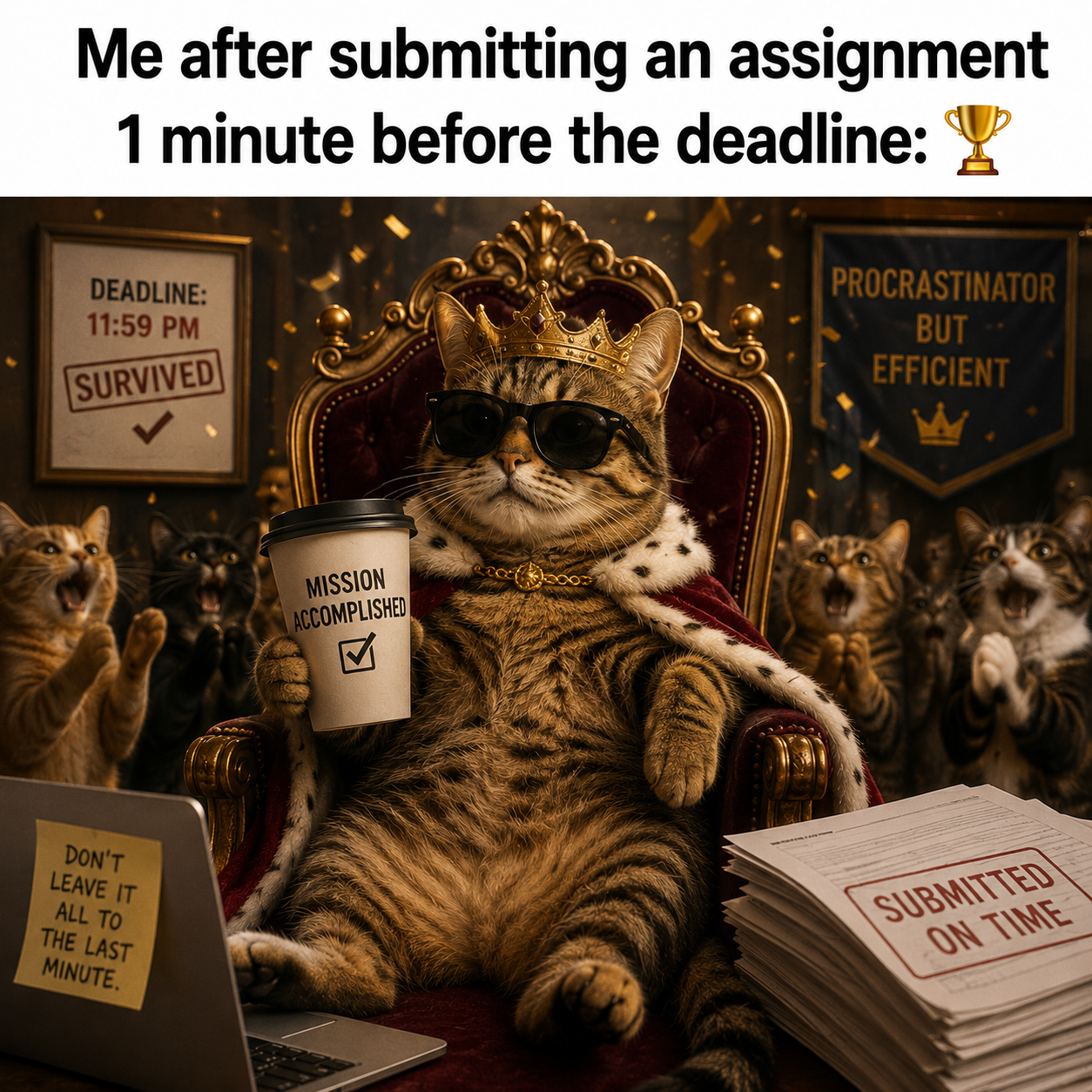 😂 Me After Submitting an Assignment 1 Minute Before the Deadline 🏆 | Funny Student Meme