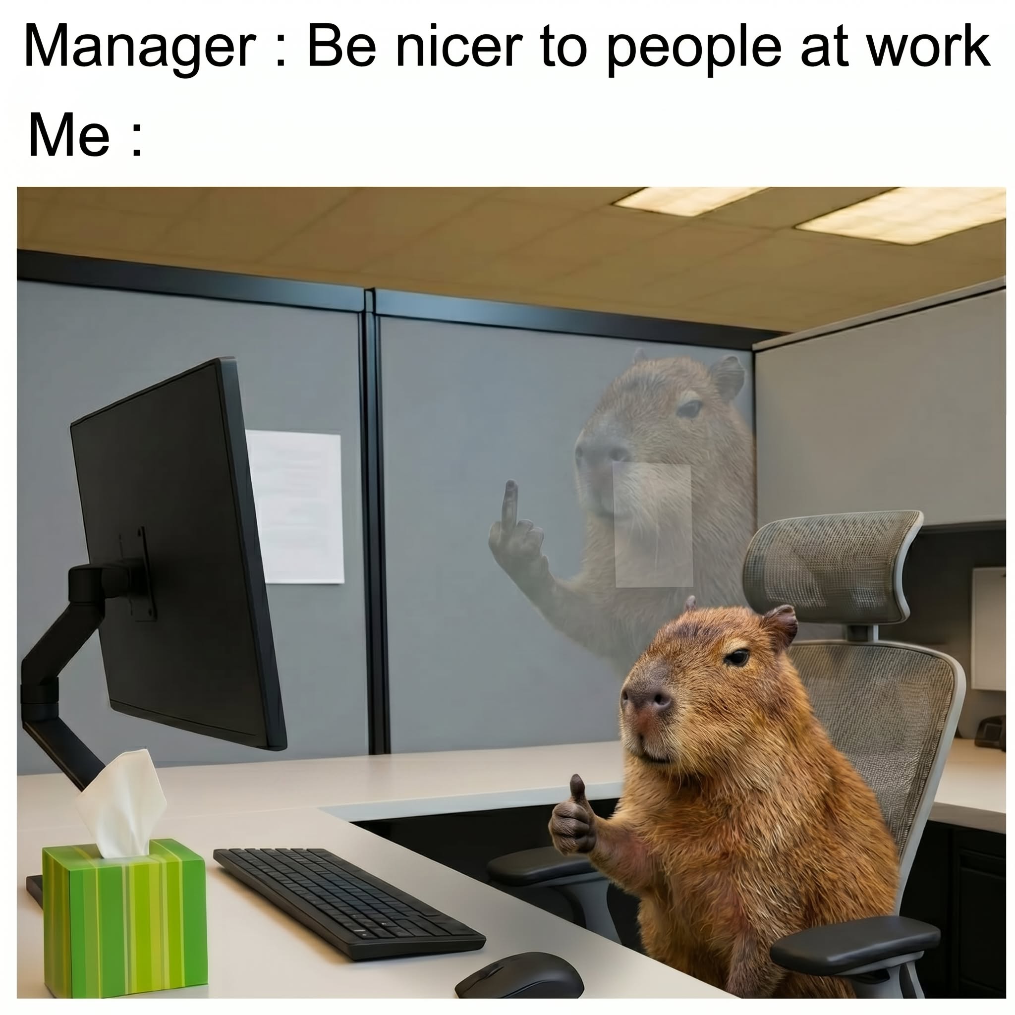 Funny Office Relatable Capybara Work Meme